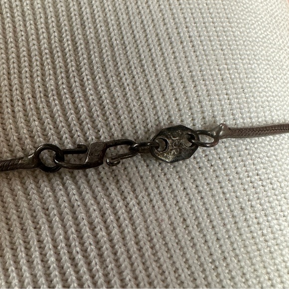 Vintage .925 Sterling Silver Square Onyx Pendant Charm on Silver Chain - Picture 5 of 6